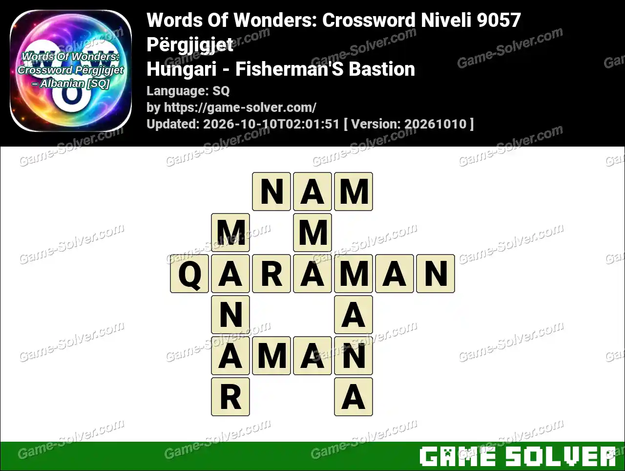 Words Of Wonders: Crossword Niveli 9057 Përgjigjet – Hungari – Fisherman’S Bastion